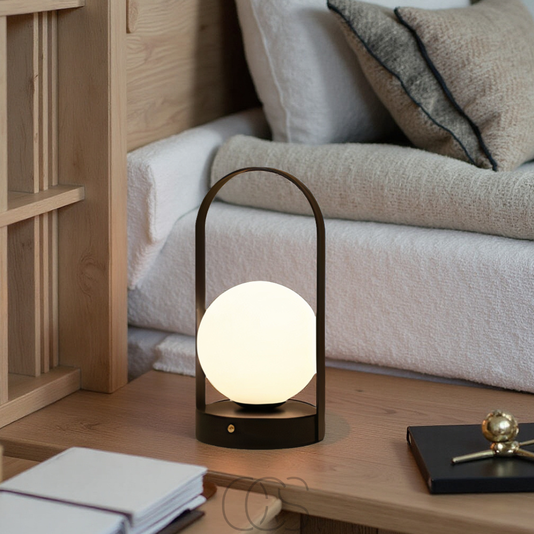 Draadloze LED Tafellamp Bol 12cm Dimbaar Oplaadbaar Binnen Buiten Sfeerlamp Nachtlampje Touchbediening | Sansoti
