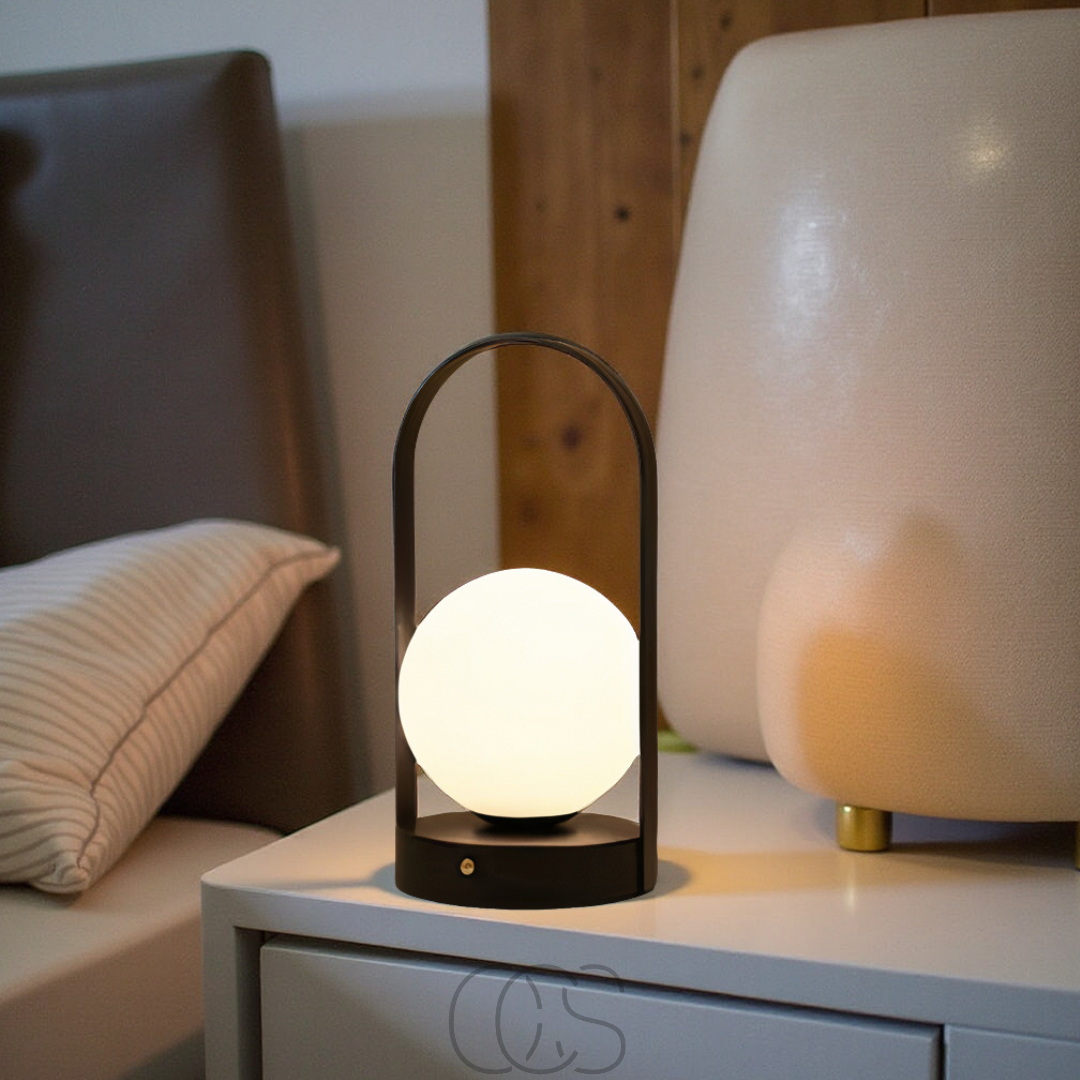 Draadloze LED Tafellamp Bol 12cm Dimbaar Oplaadbaar Binnen Buiten Sfeerlamp Nachtlampje Touchbediening | Sansoti