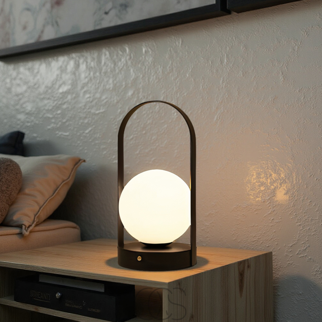 Draadloze LED Tafellamp Bol 12cm Dimbaar Oplaadbaar Binnen Buiten Sfeerlamp Nachtlampje Touchbediening | Sansoti