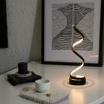 Tafellamp Spiraalvorm Metaal Dimbaar 3 Lichtkleuren Warm Neutraal Koud Wit Moderne Sfeerlamp Bureaulamp | Sansoti