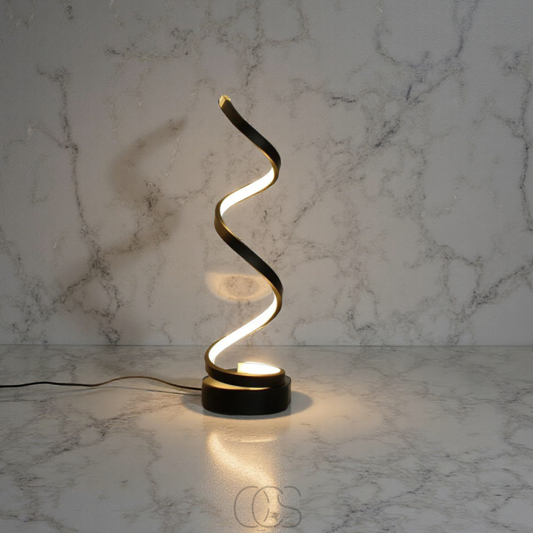 Spiraalvormige LED Tafellamp 19W Zwart Wit 3 Lichtkleuren Dimbaar Aluminium Design Verlichting Woonkamer | Sansoti