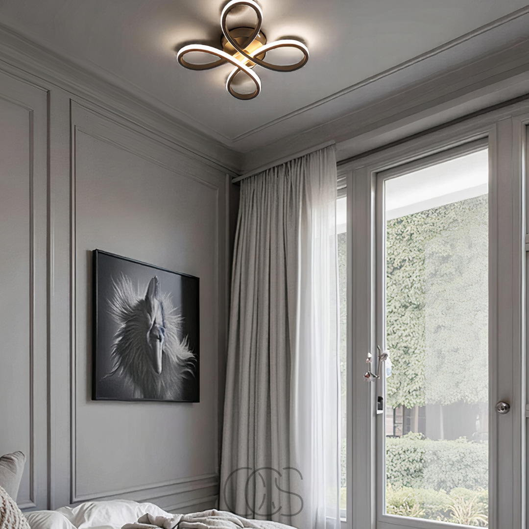 Plafondlamp LED Klavervorm Dimbaar Zwart 30cm 2400 Lumen Woonkamer Slaapkamer Modern Design Plafondverlichting | Sansoti