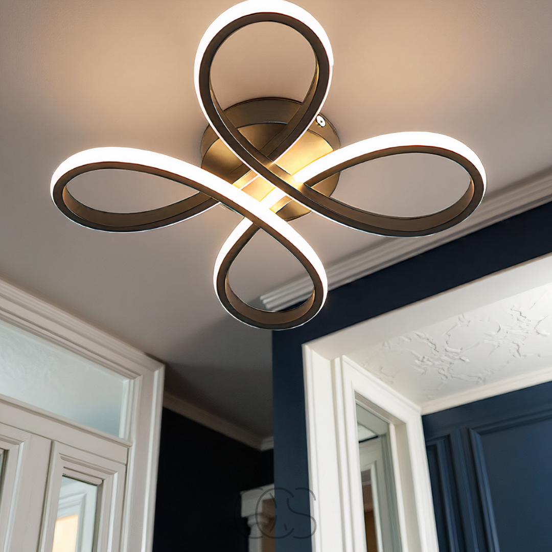 Plafondlamp LED Klavervorm Dimbaar Zwart 30cm 2400 Lumen Woonkamer Slaapkamer Modern Design Plafondverlichting | Sansoti
