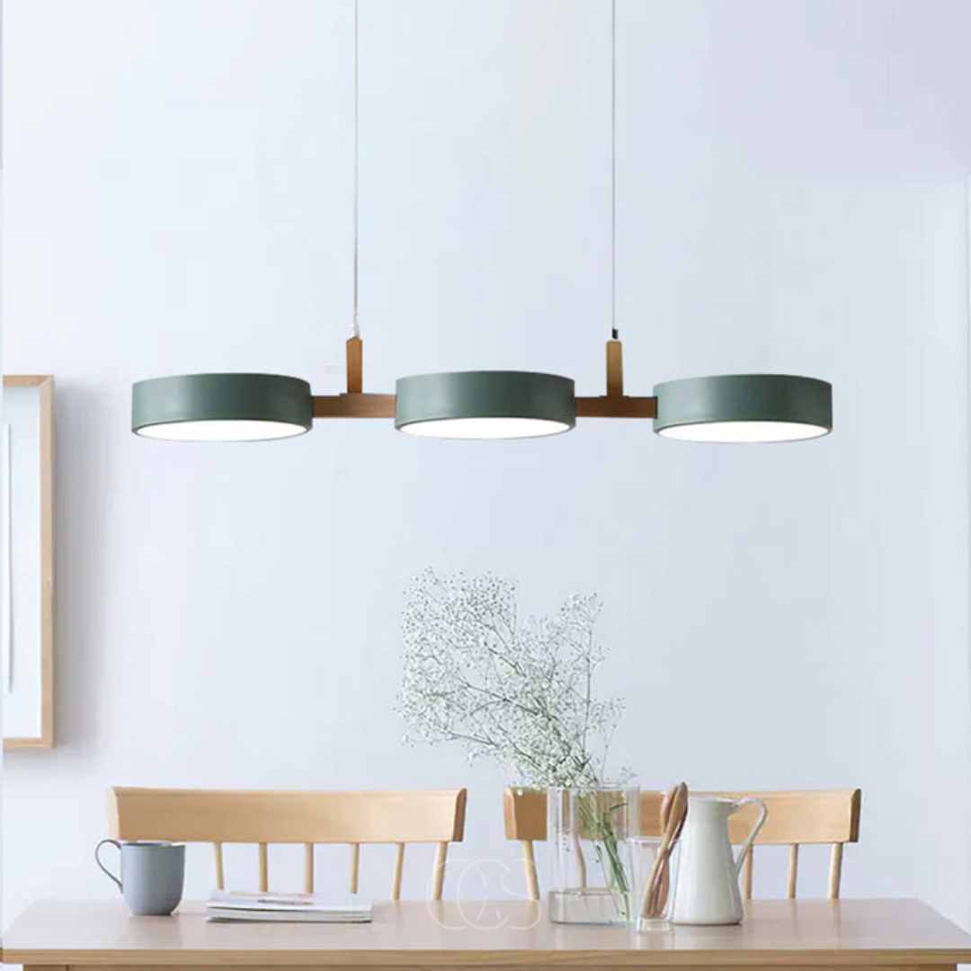 Ronde hanglamp met houten details 77cm LED verlichting eetkamer woonkamer keuken scandinavisch design | Sansoti