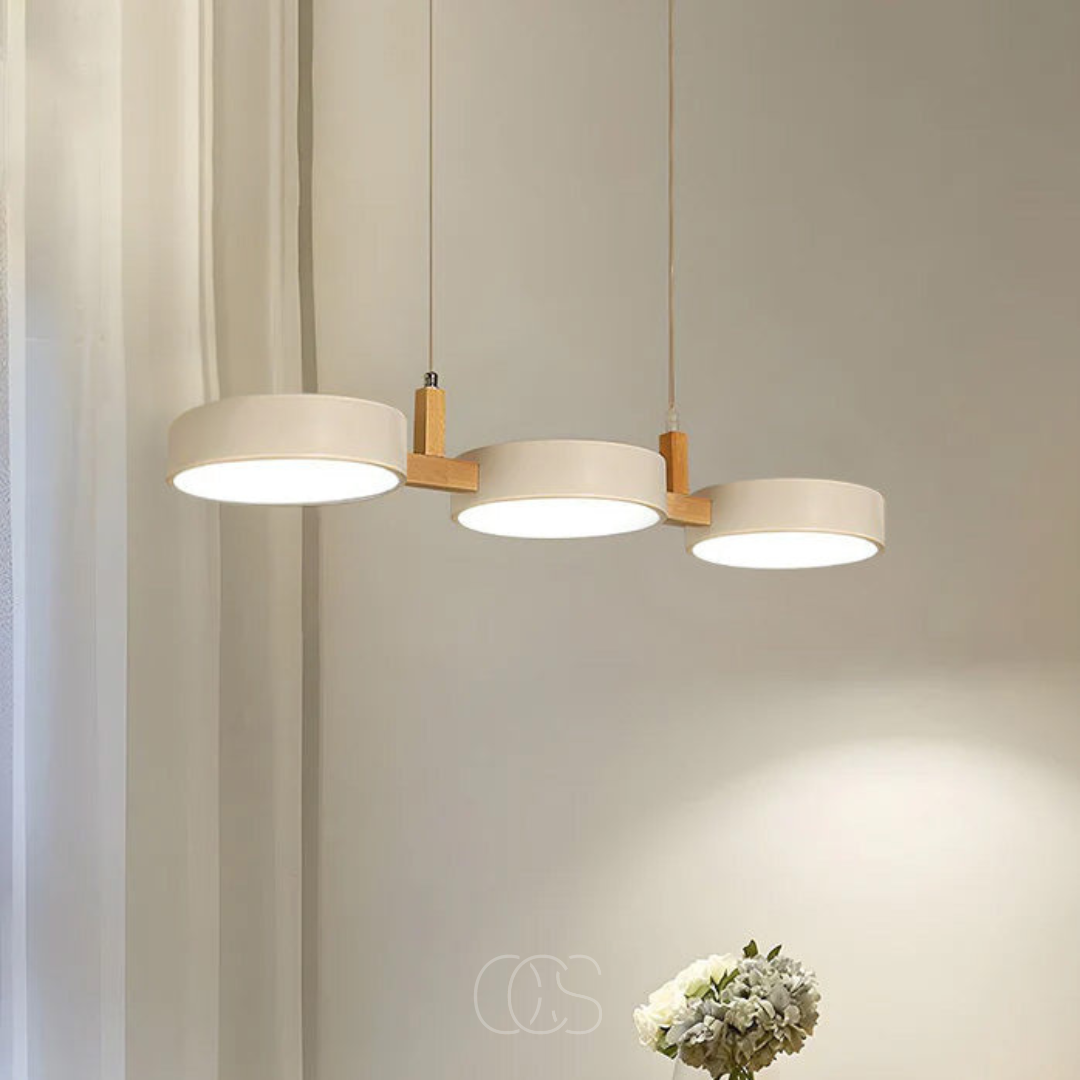 Ronde hanglamp met houten details 77cm LED verlichting eetkamer woonkamer keuken scandinavisch design | Sansoti