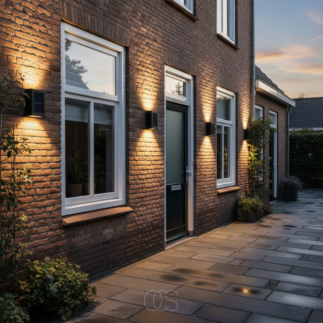 Zonne Buitenwandlamp met Schemersensor IP65 Waterdicht Warm Licht voor Tuin Oprit Balkon Schutting Terras | Sansoti