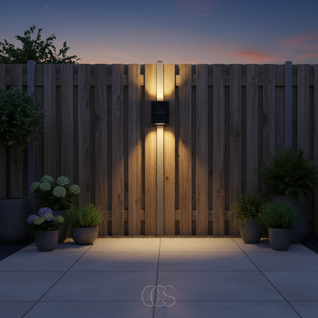 Zonne Buitenwandlamp met Schemersensor IP65 Waterdicht Warm Licht voor Tuin Oprit Balkon Schutting Terras | Sansoti