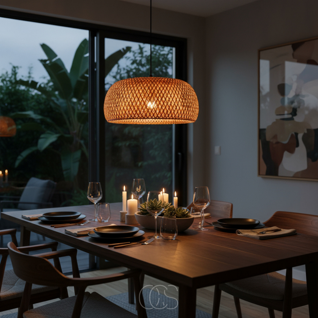 Hanglamp Bamboe Ovaal Gevlochten Natuurlijk Lichtbruin Zwart E27 Eetkamer Woonkamer Scandinavisch Boho | Sansoti