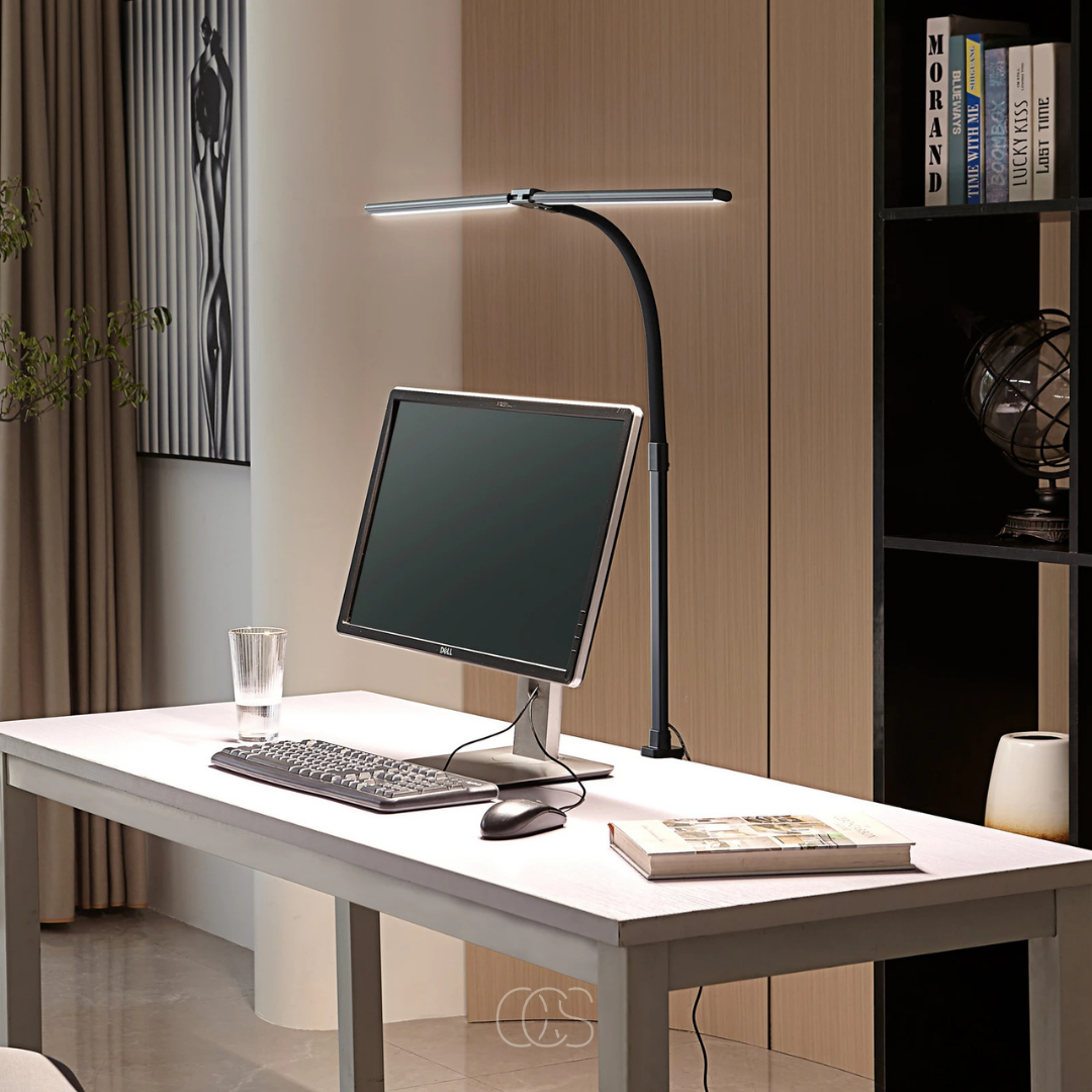 Schreibtischlampe Dimmbar LED 3 Lichtfarben Schwanenhals Klemme Augenschonend Homeoffice Modern | Restfield
