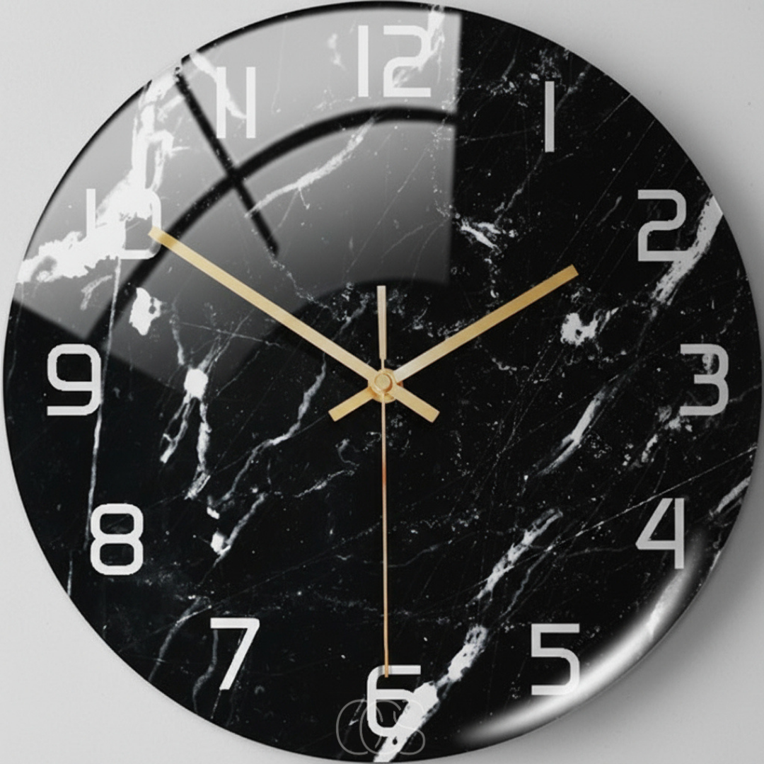 Wandklok Marmerprint Stil Uurwerk 30cm Zwart Grijs Groen Woonkamer Hal Slaapkamer Decoratief Acryl Modern | Sansoti