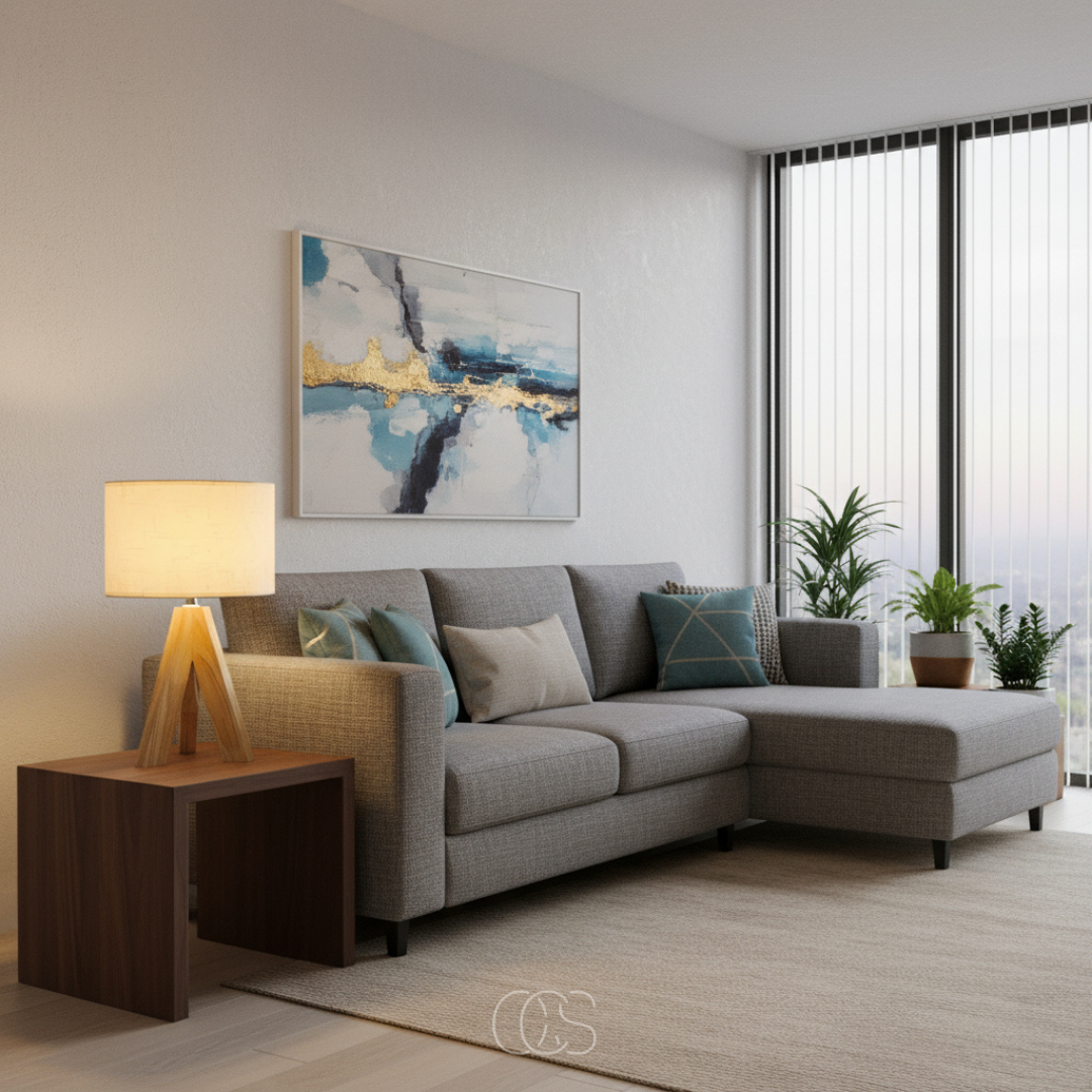 Houten Tafellamp E14 met Textiele Kap Warm Licht Sfeerlamp Nachtkastje Dressoir Woonkamer Scandinavisch | Sansoti