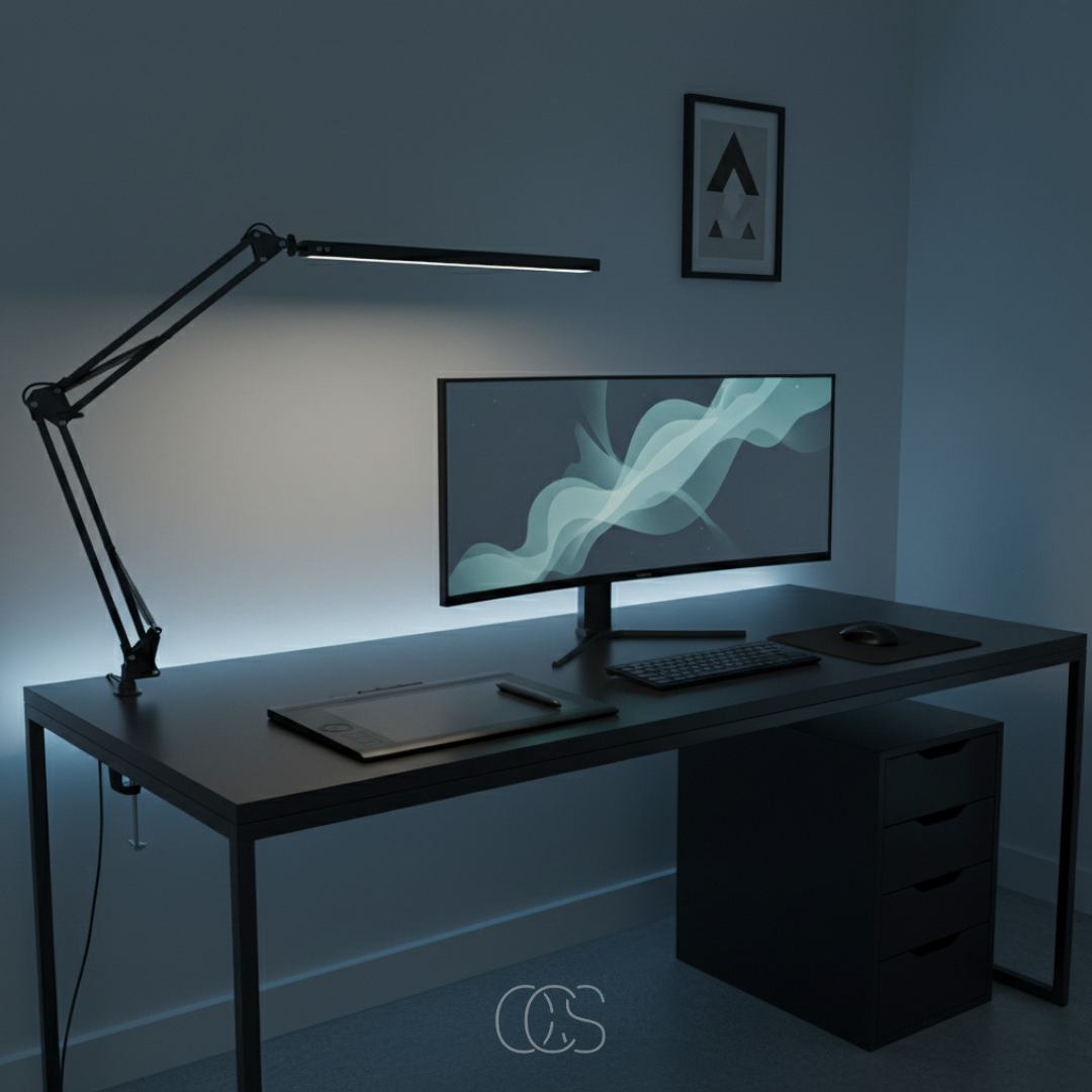 Bureaulamp LED met Klem Dimbaar Zwart 360° Flexibele Arm Oogvriendelijk Werkverlichting Tafellamp Studeerlamp | Sansoti