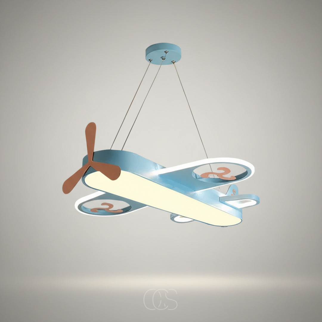 Vliegtuig Hanglamp Kinderkamer Dimbaar 55cm LED Warm Wit Koel Wit Blauw Geel Plafondlamp Jongens Meisjes | Sansoti