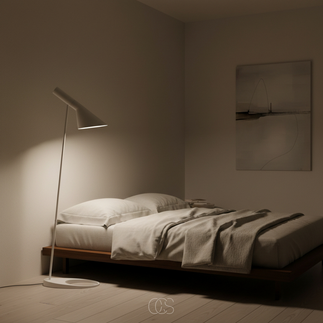 Stehende Leselampe mit neigbarem Schirm 130 cm Weiß Schwarz skandinavisches Design für Wohnzimmer Schlafzimmer Leseecke | Sansoti