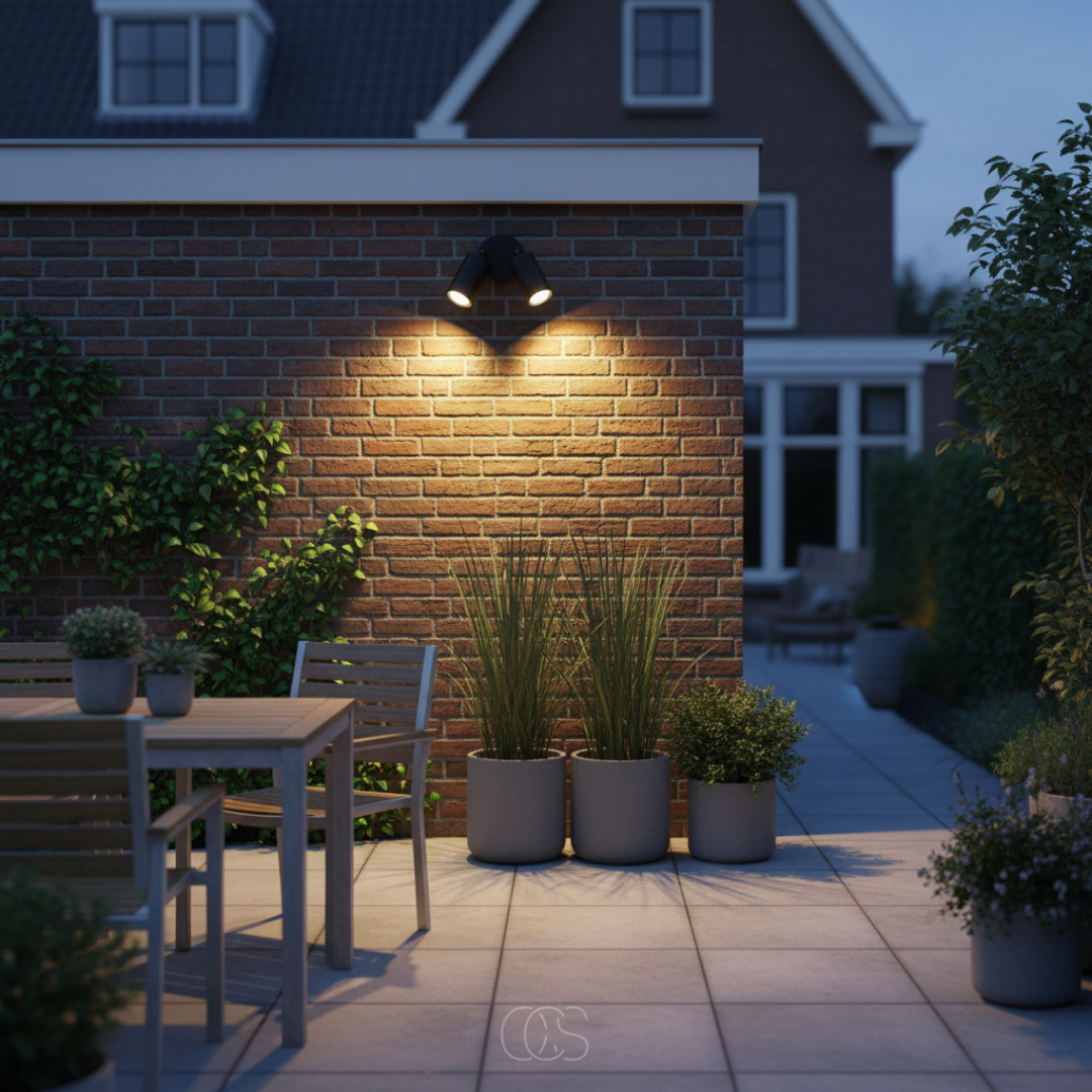 Verstelbare Dubbele LED Buitenwandlamp Zwart Aluminium Glas 20W IP65 Weerbestendig Spotverlichting Gevel | Sansoti