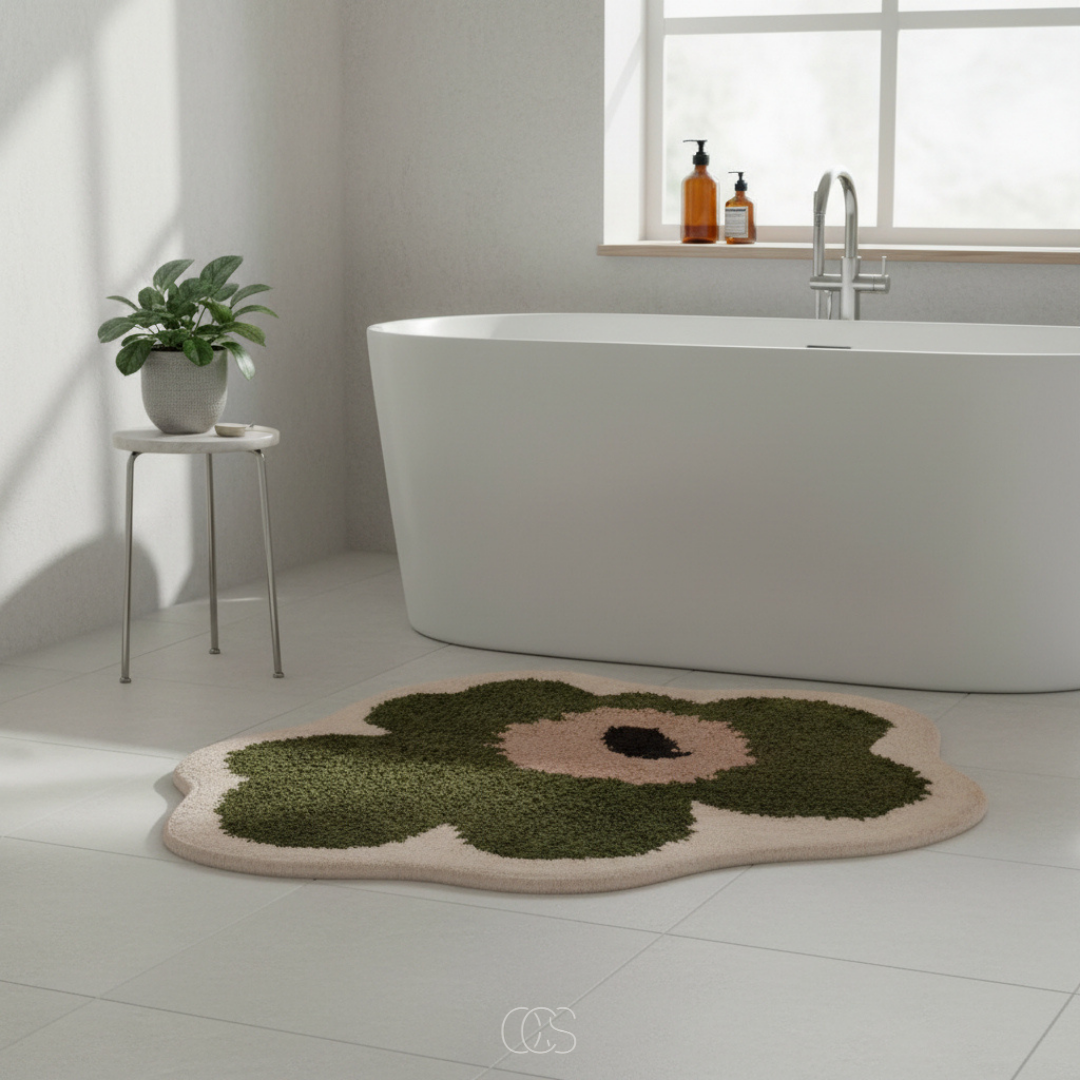 Badmat Bloemvorm Antislip Polyester Badkamer Zachte Vloermat Wasbaar Douche Toilet Absorberend Decoratief | Sansoti