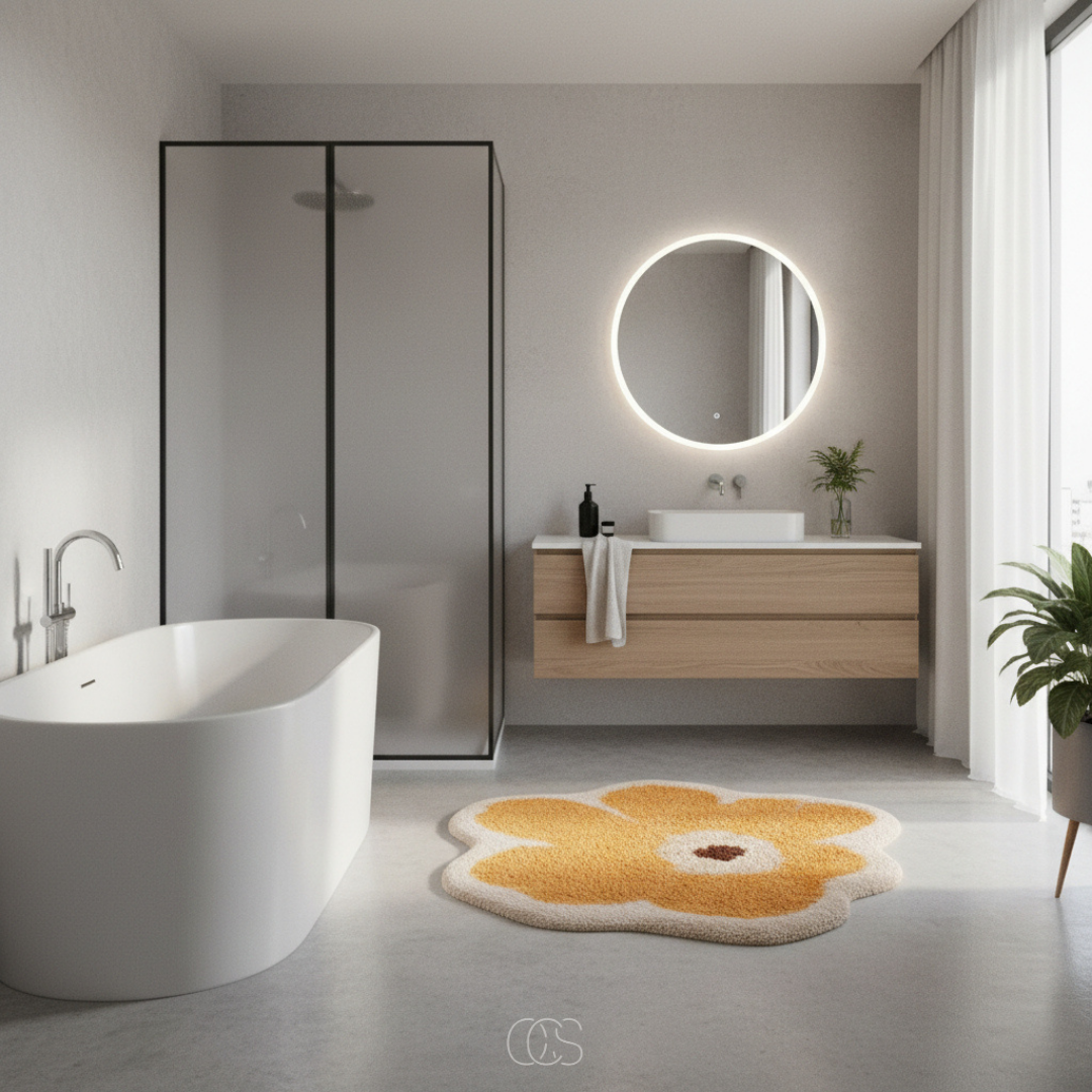 Badmat Bloemvorm Antislip Polyester Badkamer Zachte Vloermat Wasbaar Douche Toilet Absorberend Decoratief | Sansoti