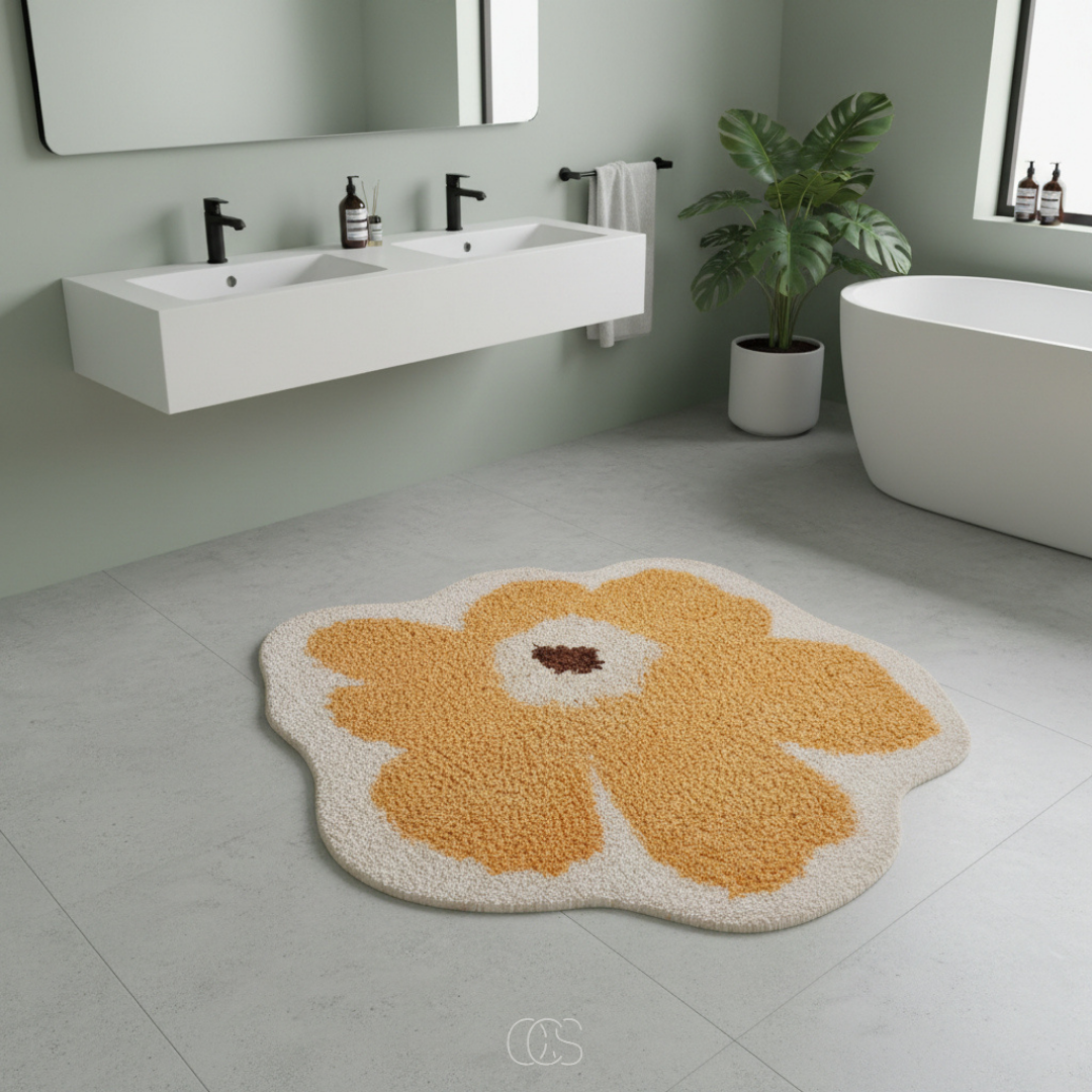 Badmat Bloemvorm Antislip Polyester Badkamer Zachte Vloermat Wasbaar Douche Toilet Absorberend Decoratief | Sansoti