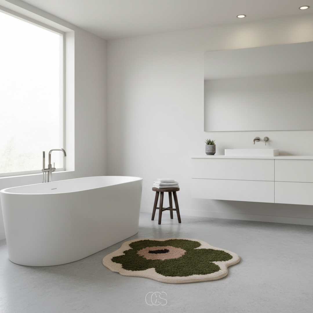 Badmat Bloemvorm Antislip Polyester Badkamer Zachte Vloermat Wasbaar Douche Toilet Absorberend Decoratief | Sansoti