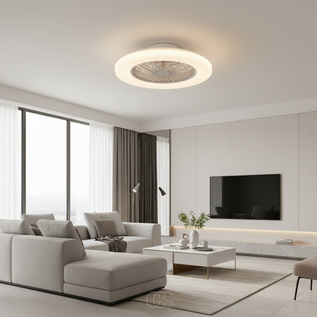 Plafondventilator met Geïntegreerde LED Verlichting 46cm Wit Dimbaar met Afstandsbediening Moderne Plafondlamp | Sansoti