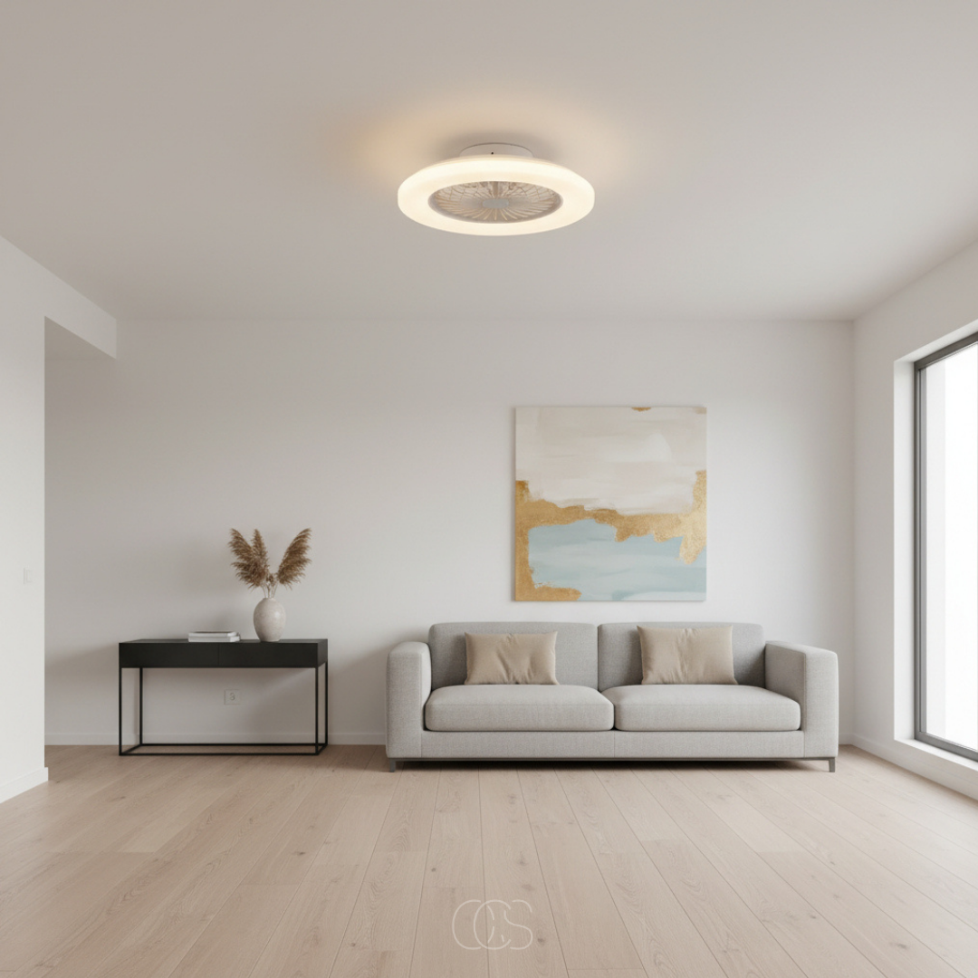 Plafondventilator met Geïntegreerde LED Verlichting 46cm Wit Dimbaar met Afstandsbediening Moderne Plafondlamp | Sansoti