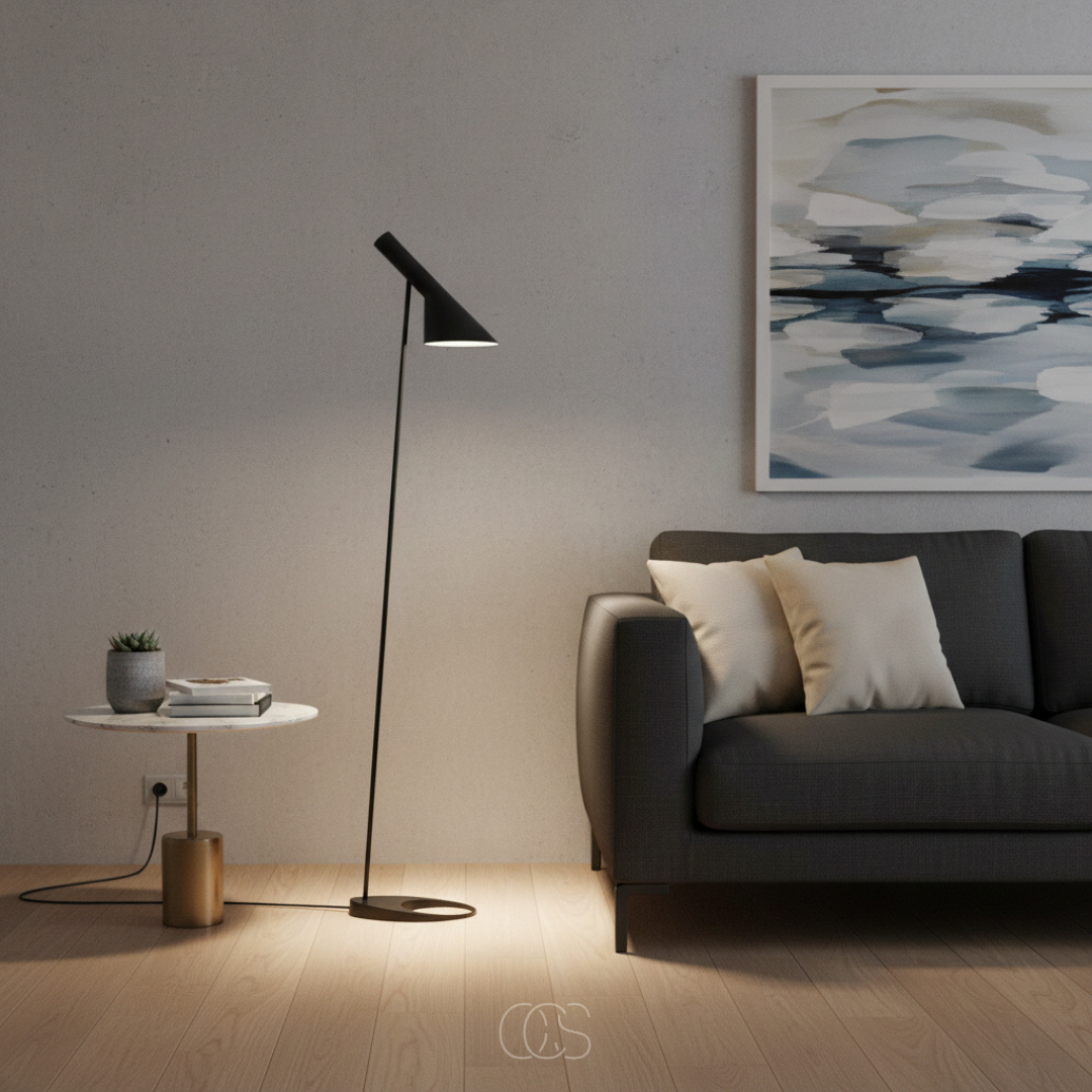Stehende Leselampe mit neigbarem Schirm 130 cm Weiß Schwarz skandinavisches Design für Wohnzimmer Schlafzimmer Leseecke | Sansoti