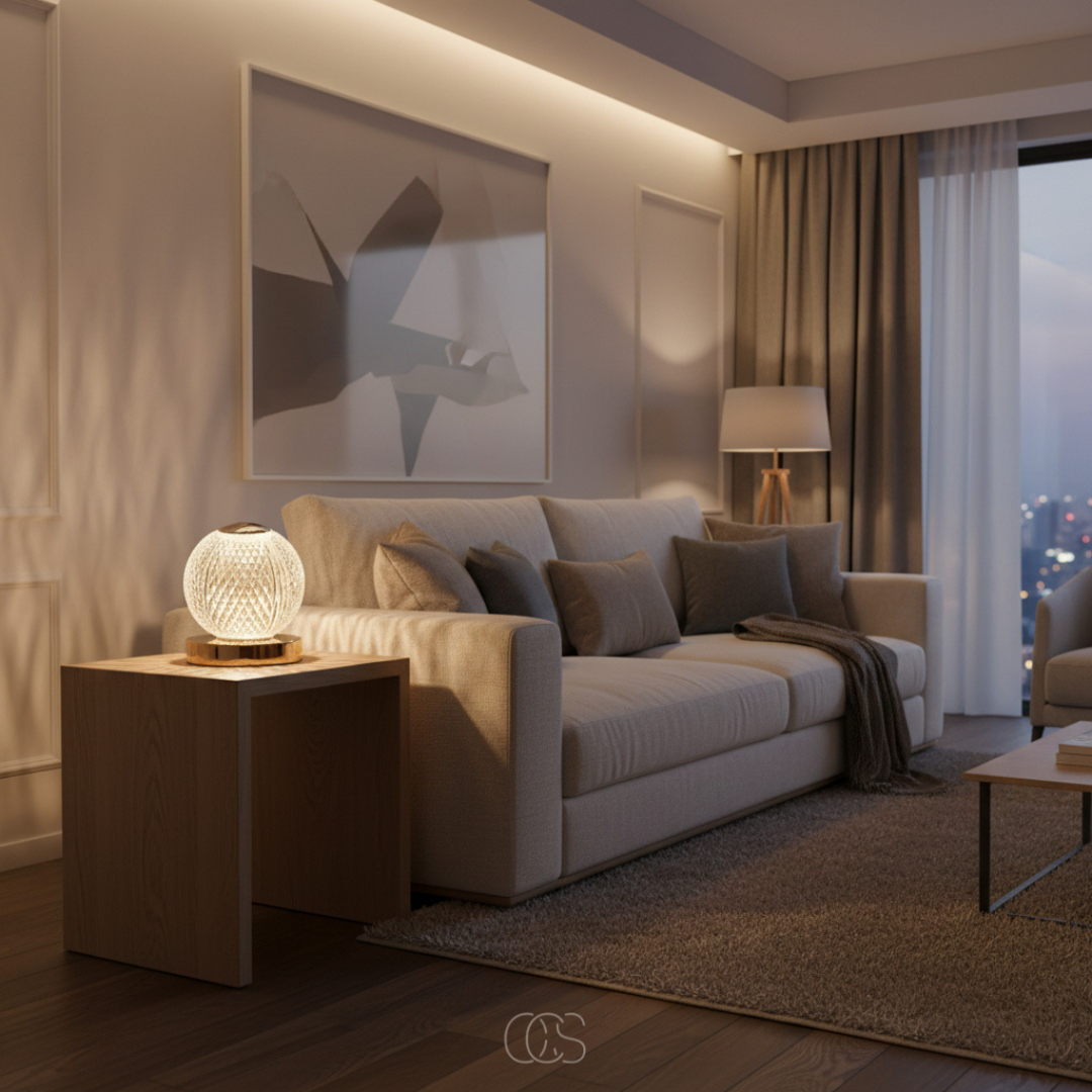 Bolvormige LED Tafellamp Kristal Design Draadloos Oplaadbaar Touch Dimbaar Sfeervol Woonkamer Sfeerverlichting | Sansoti
