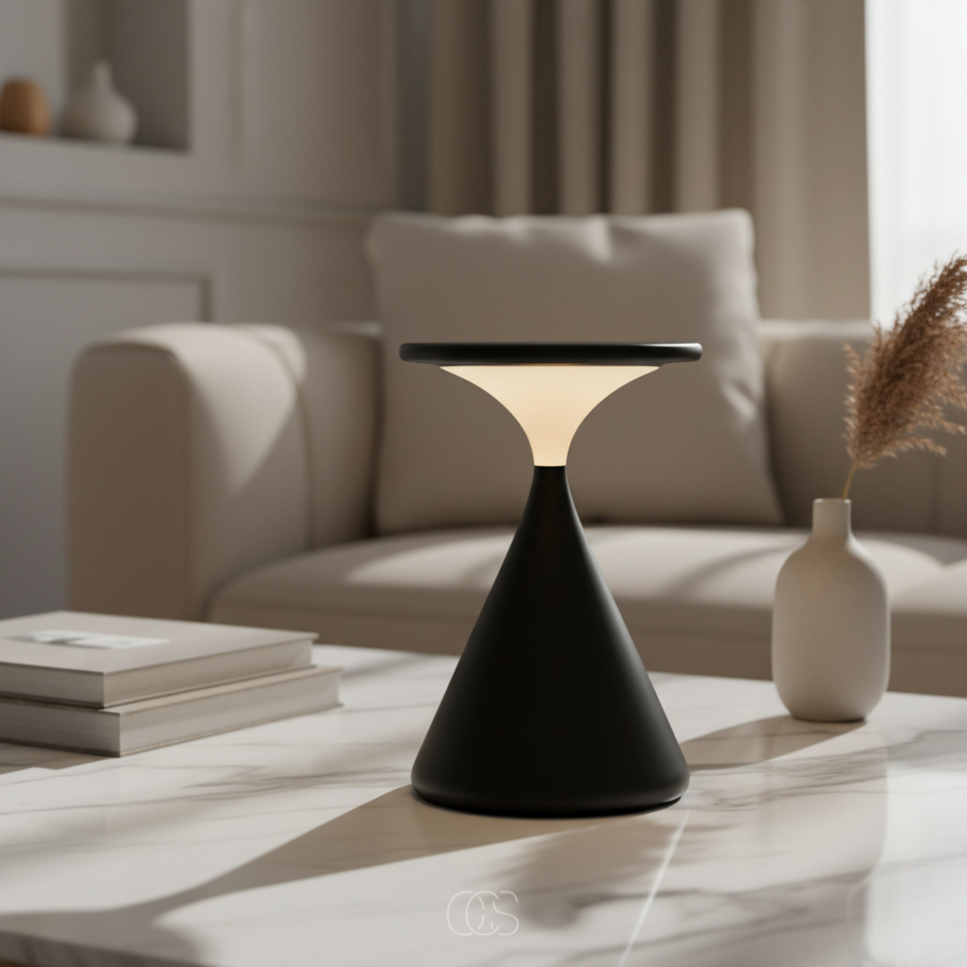 Draadloze LED Tafellamp Zandlopervorm Dimbaar Touchbediening Oplaadbaar USB-C Aluminium Sfeerlicht Decoratief | Sansoti