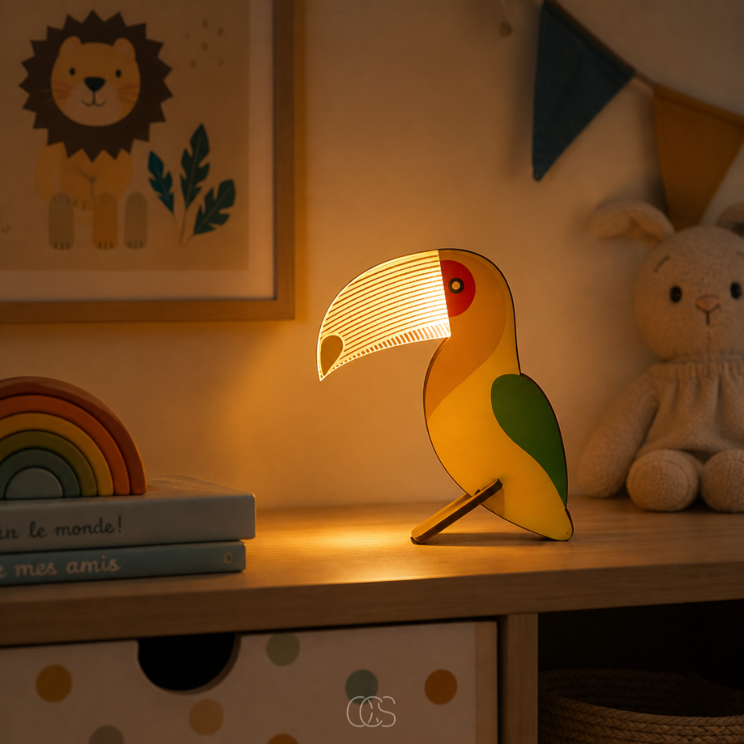LED Tafellamp Dierenvorm Hout Acryl Warm Wit Kinderkamer Nachtkastje Scandinavische Sfeerverlichting | Sansoti