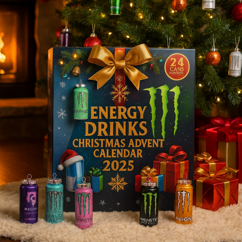 Adventskalender Miniatuur Energy Drink Blikjes 24 Dagen Decoratief Verzamelitem Feestdagen Advent 2025 | Sansoti