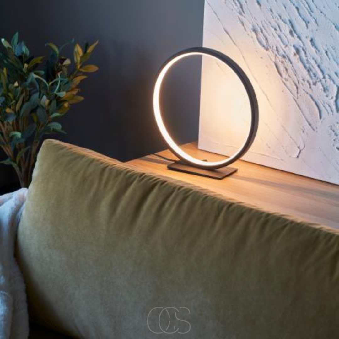 LED Ringlamp Tafel Zwart Aluminium 29cm Warm Wit Licht Moderne Verlichting Sfeerlamp Woonkamer Slaapkamer | Sansoti