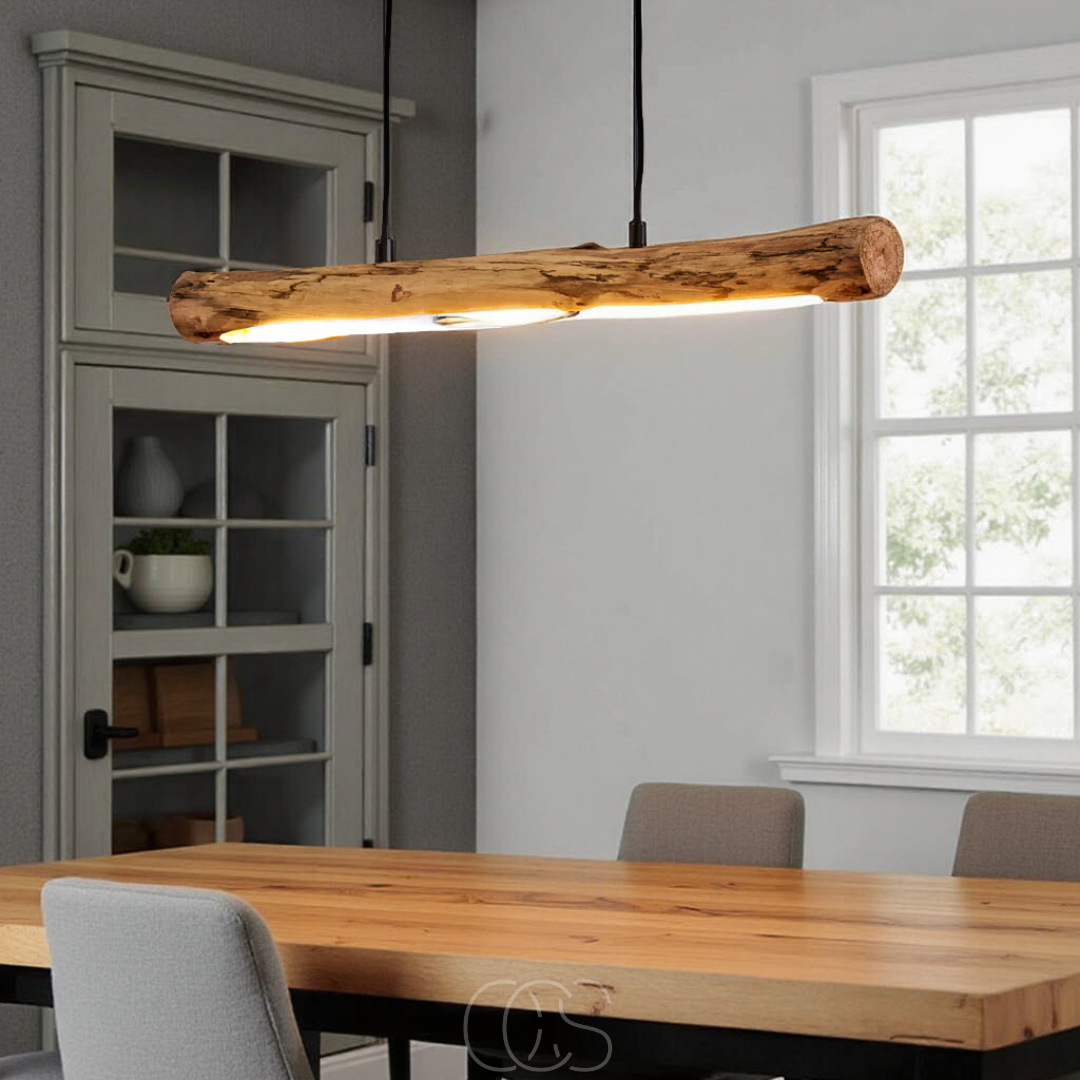 Dimbare Hanglamp Hout 80cm Zwart Metaal Warm Wit LED Eettafel Scandinavisch Design Sfeervol Sfeerverlichting | Sansoti