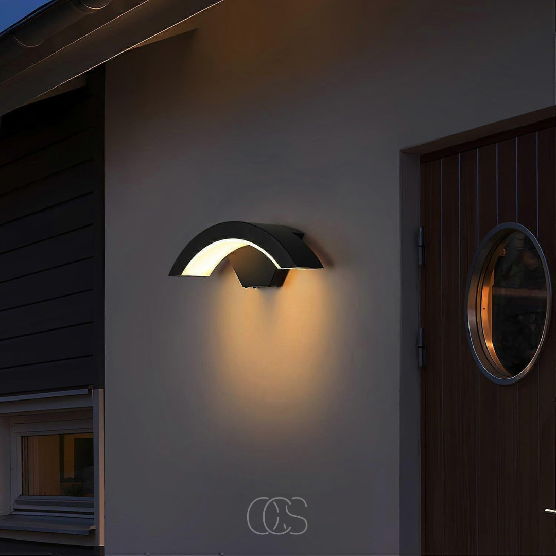 Buitenlamp met Bewegingssensor Zwart Halfrond Design IP65 Wandverlichting voor Gevel Voordeur Terras Tuin | Sansoti