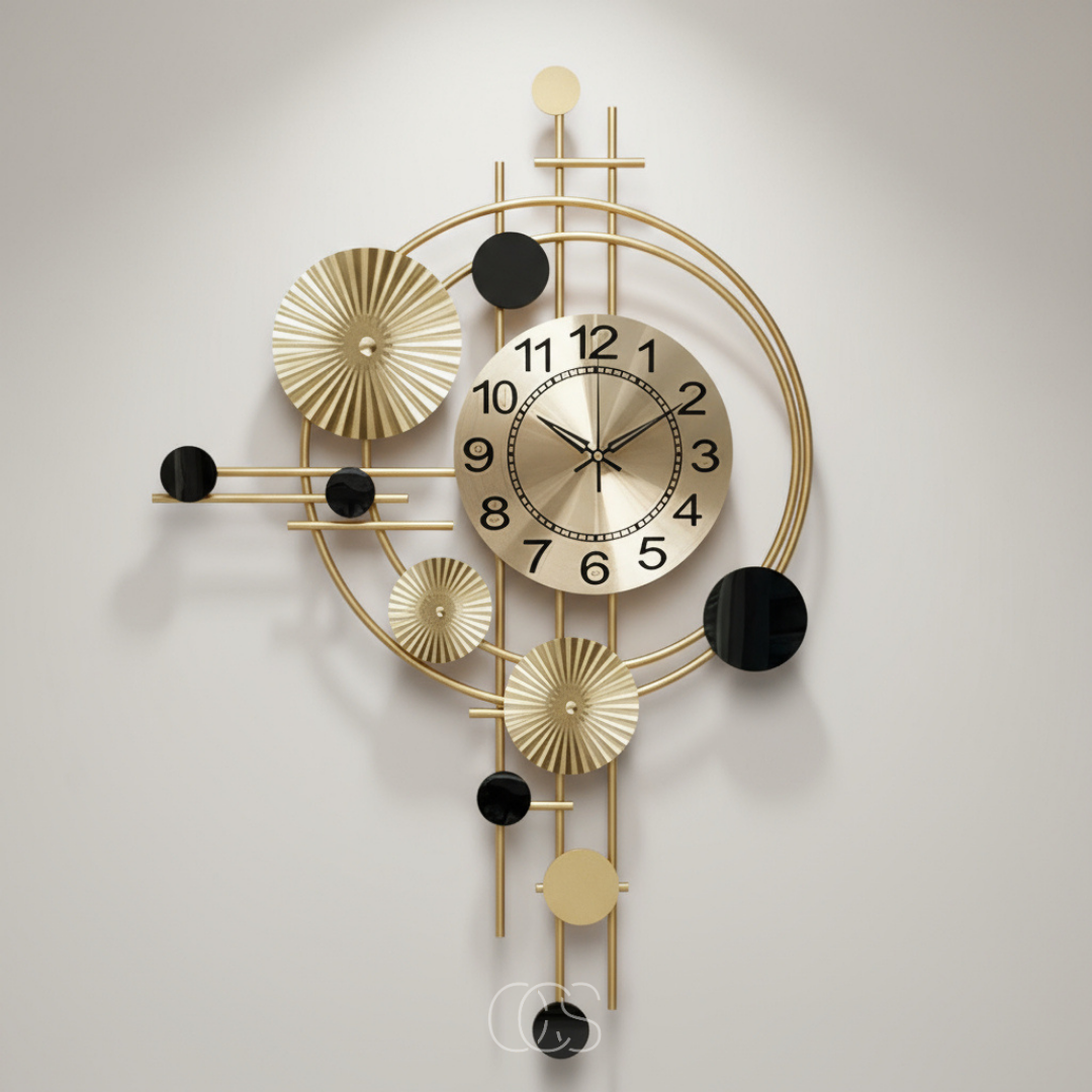 Metalen Wandklok 78cm Stil Uurwerk Goud Modern Industrieel Design Woonkamer Hal Eetkamer Kantoor Decoratie | Sansoti
