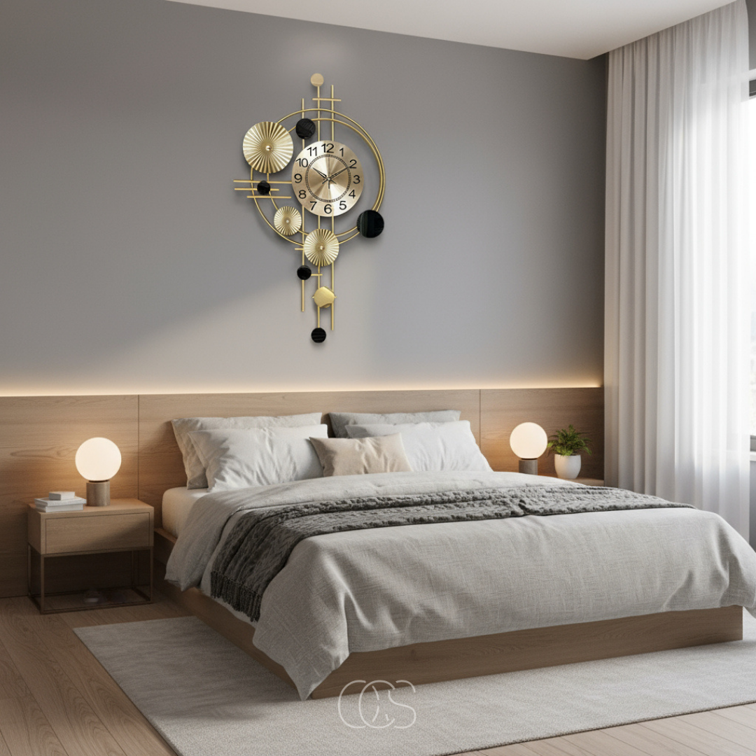 Metalen Wandklok 78cm Stil Uurwerk Goud Modern Industrieel Design Woonkamer Hal Eetkamer Kantoor Decoratie | Sansoti