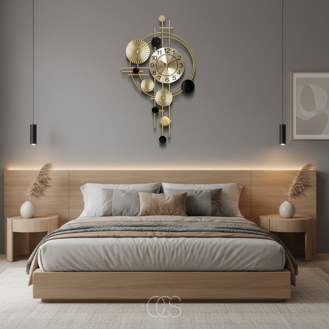 Metalen Wandklok 78cm Stil Uurwerk Goud Modern Industrieel Design Woonkamer Hal Eetkamer Kantoor Decoratie | Sansoti