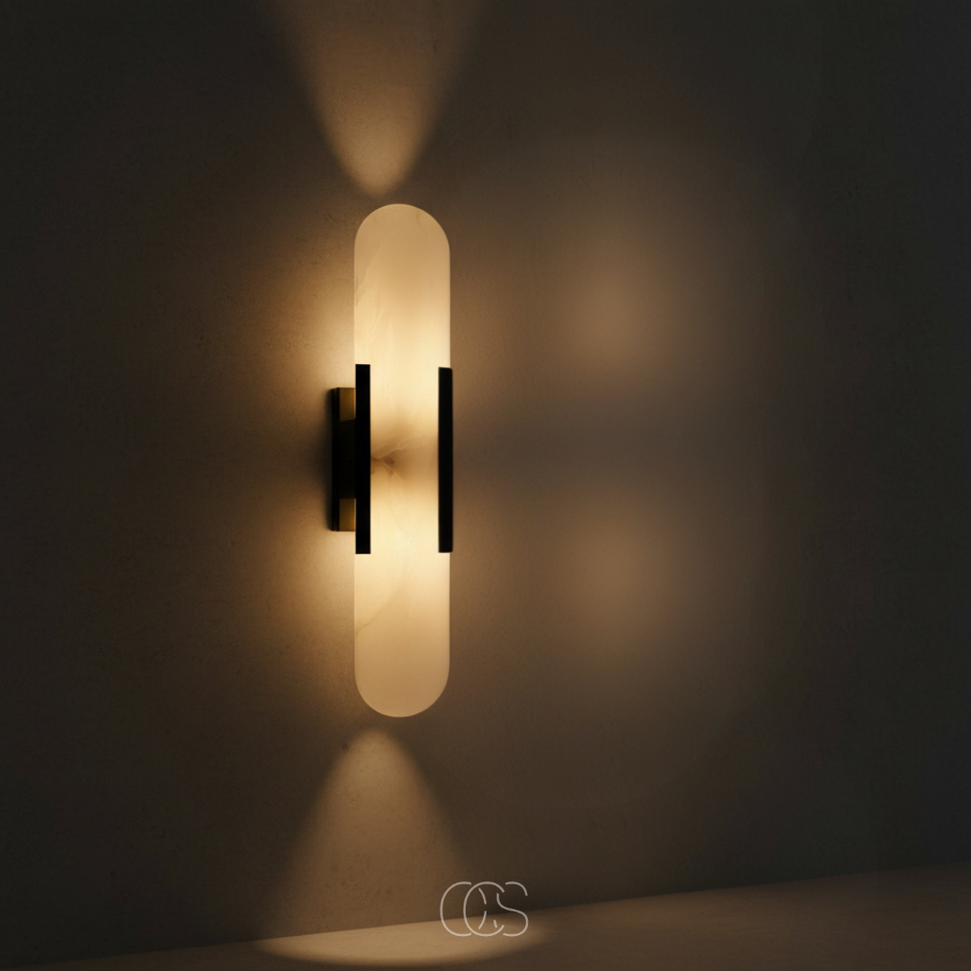 Wandlamp Marmer met Messingafwerking Zwart G9 Fitting Scandinavisch Design Luxe Interieurverlichting Woonkamer | Sansoti