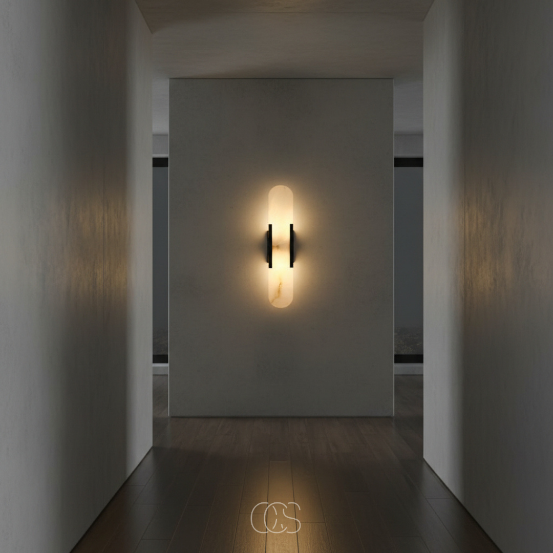 Wandlamp Marmer met Messingafwerking Zwart G9 Fitting Scandinavisch Design Luxe Interieurverlichting Woonkamer | Sansoti