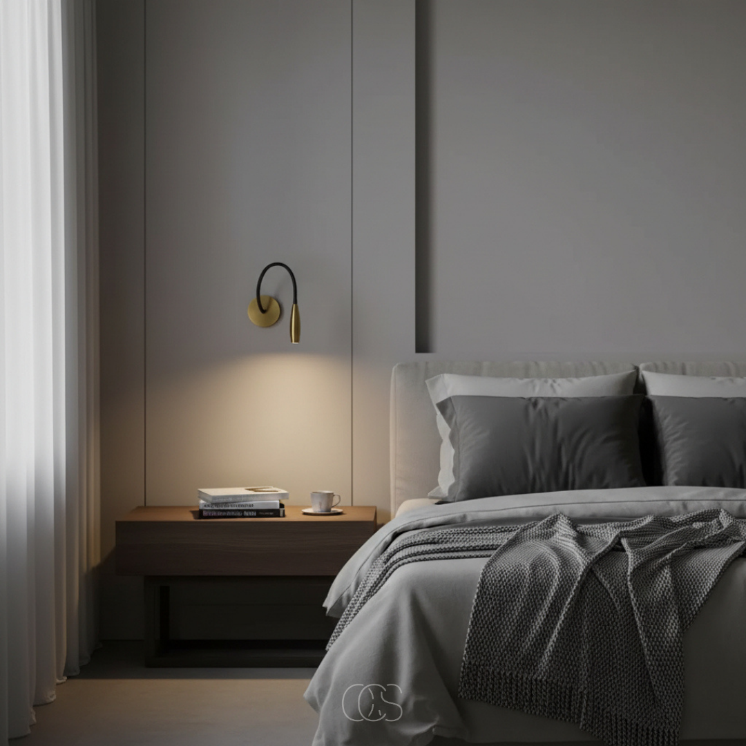 Verstelbare LED Leeslamp Wandmontage Goud Zwanenhals 360° Draaibaar 3W Warm Licht Slaapkamer Bedlamp | Sansoti