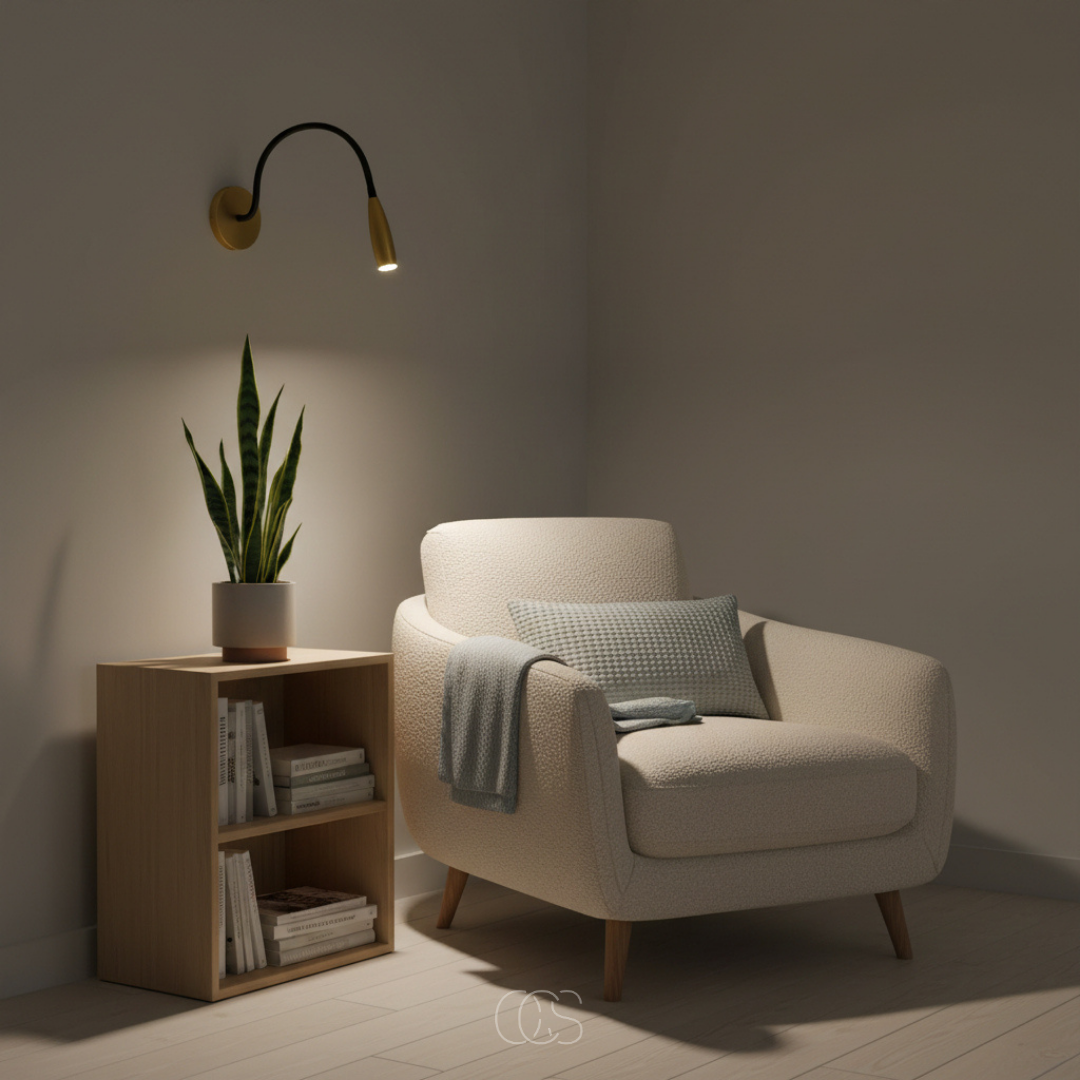 Verstelbare LED Leeslamp Wandmontage Goud Zwanenhals 360° Draaibaar 3W Warm Licht Slaapkamer Bedlamp | Sansoti