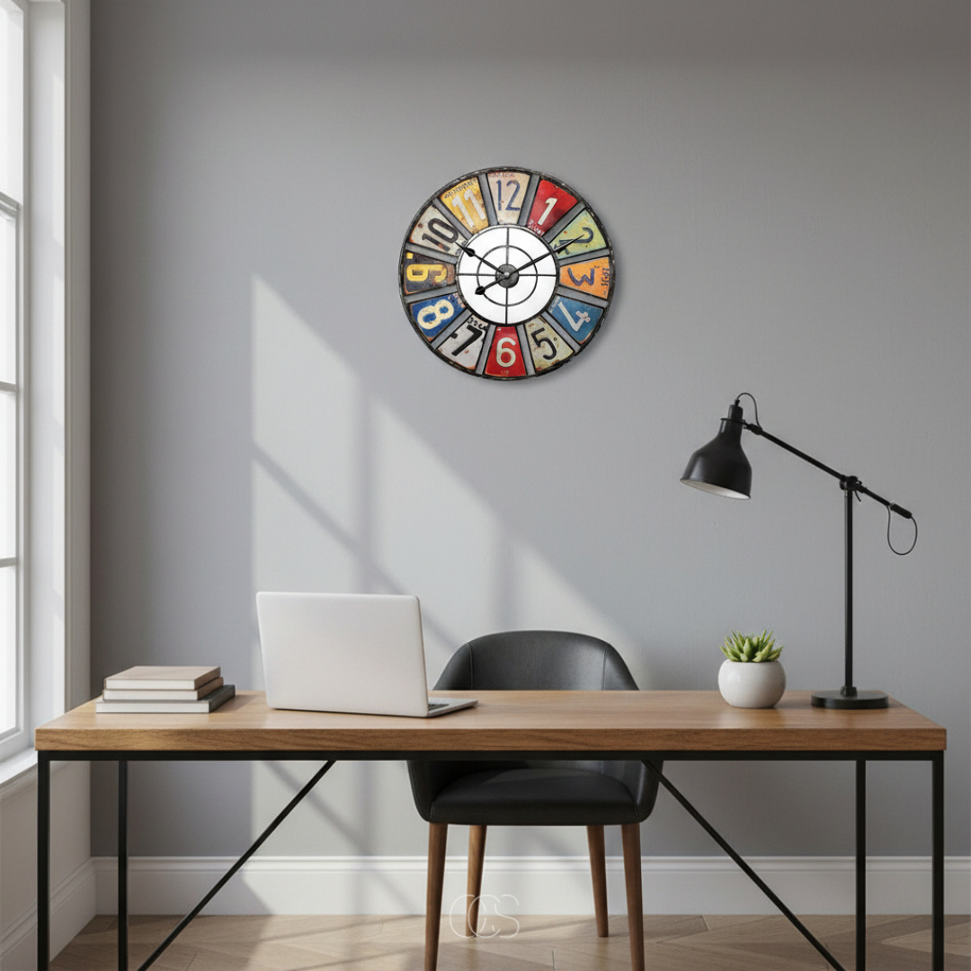 Vintage Wandklok Metaal 60cm Kleurrijk Retro Design Stil Uurwerk Woonkamer Tuin Weerbestendig Decoratief | Sansoti
