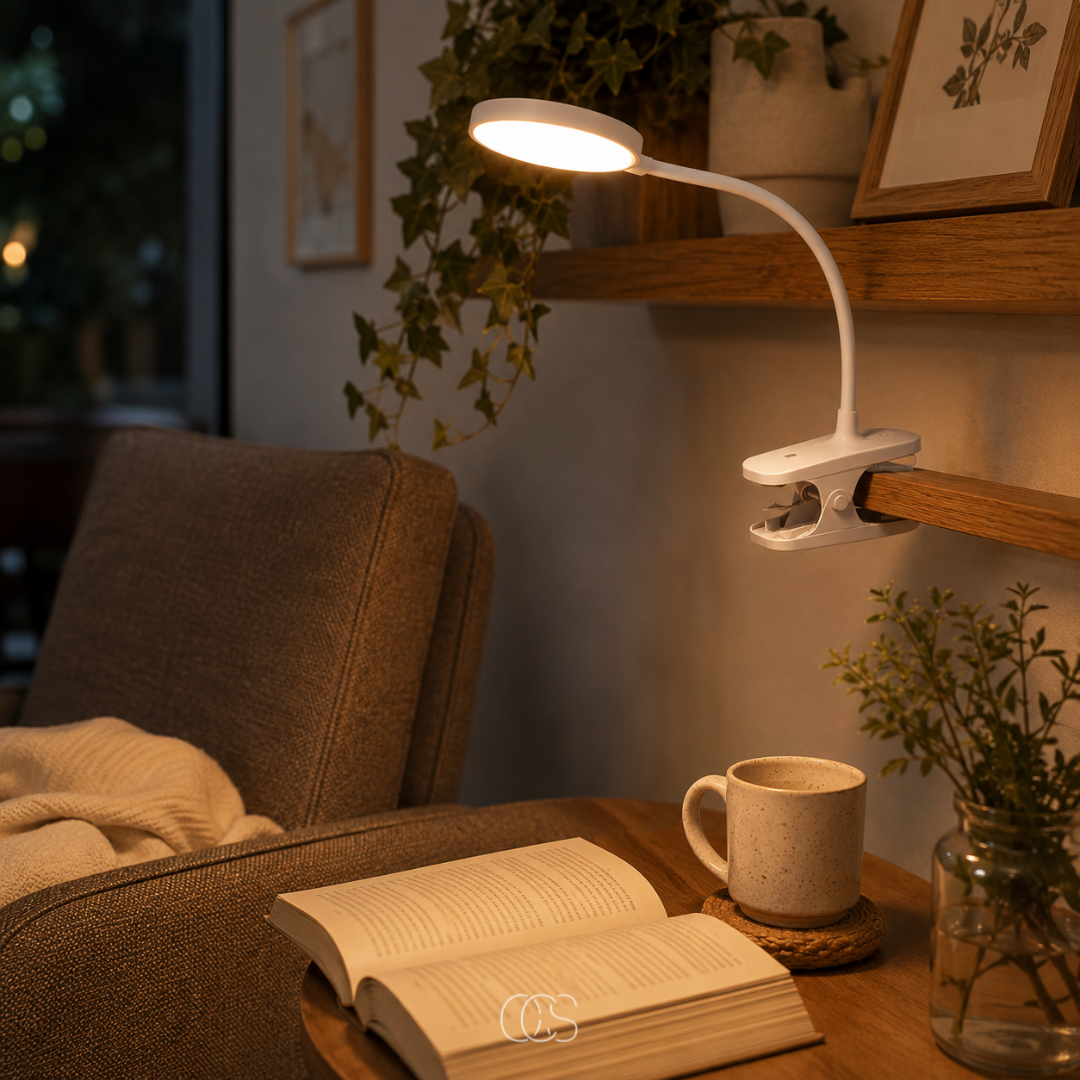 Oplaadbare LED Klemlamp met Flexibele Arm - Draadloos Leeslicht voor Bed Bureau Nachtkastje Slaapkamer | Sansoti