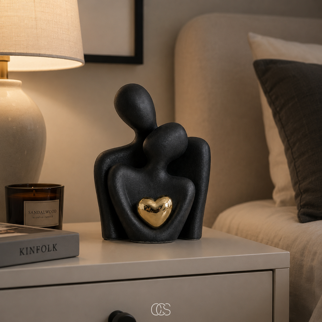 Keramisch Beeldje Stel Minimalistisch Zwart Wit Decoratie Woonkamer Slaapkamer Liefde Verbondenheid Modern | Sansoti