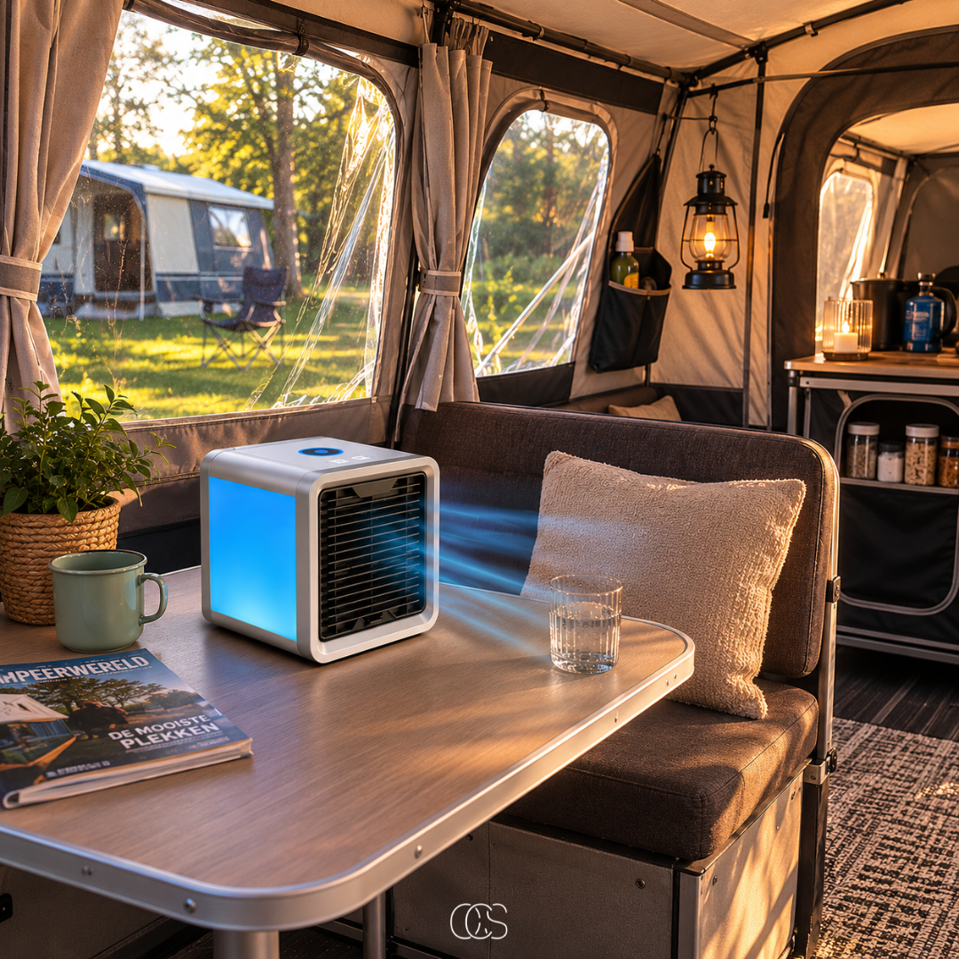 Mobiele Luchtkoeler met Verdampingskoeling USB Aansluiting LED Verlichting Fluisterstil 3 Snelheden voor Thuis | Sansoti