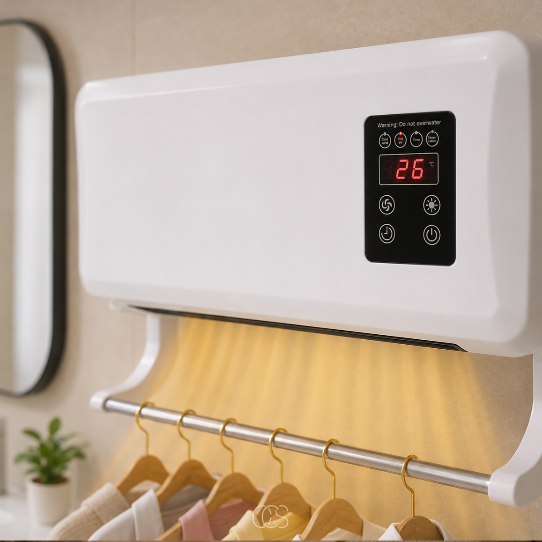 Wandventilator met Verwarming en Droogrek 1500W Wit Timer Afstandsbediening voor Badkamer en Slaapkamer | Sansoti