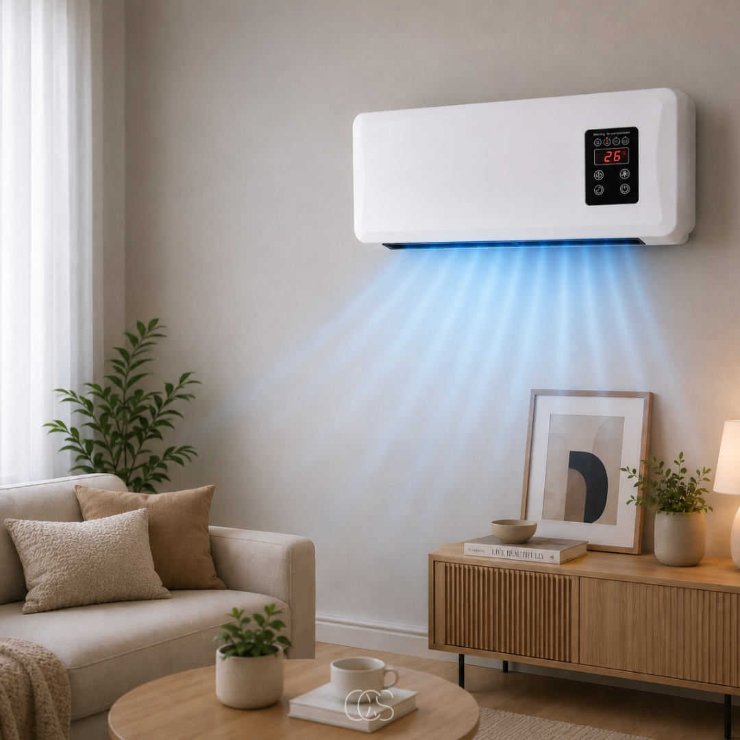 Wandventilator met Verwarming en Droogrek 1500W Wit Timer Afstandsbediening voor Badkamer en Slaapkamer | Sansoti