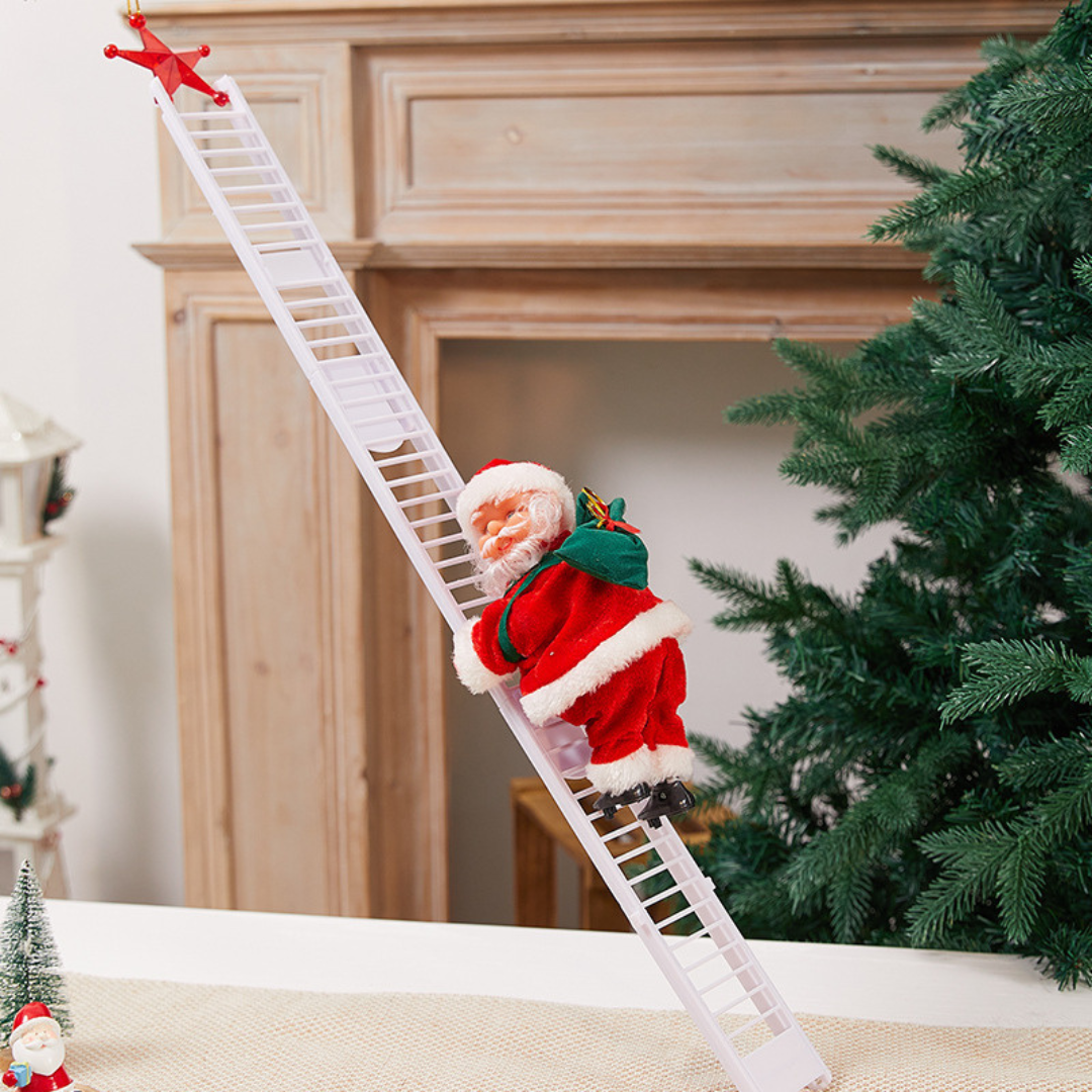 Muzikale Klimkerstman Decoratie met Ladder Beweging Geluid en Licht voor Sfeervolle Feestdagen Kerst | Sansoti