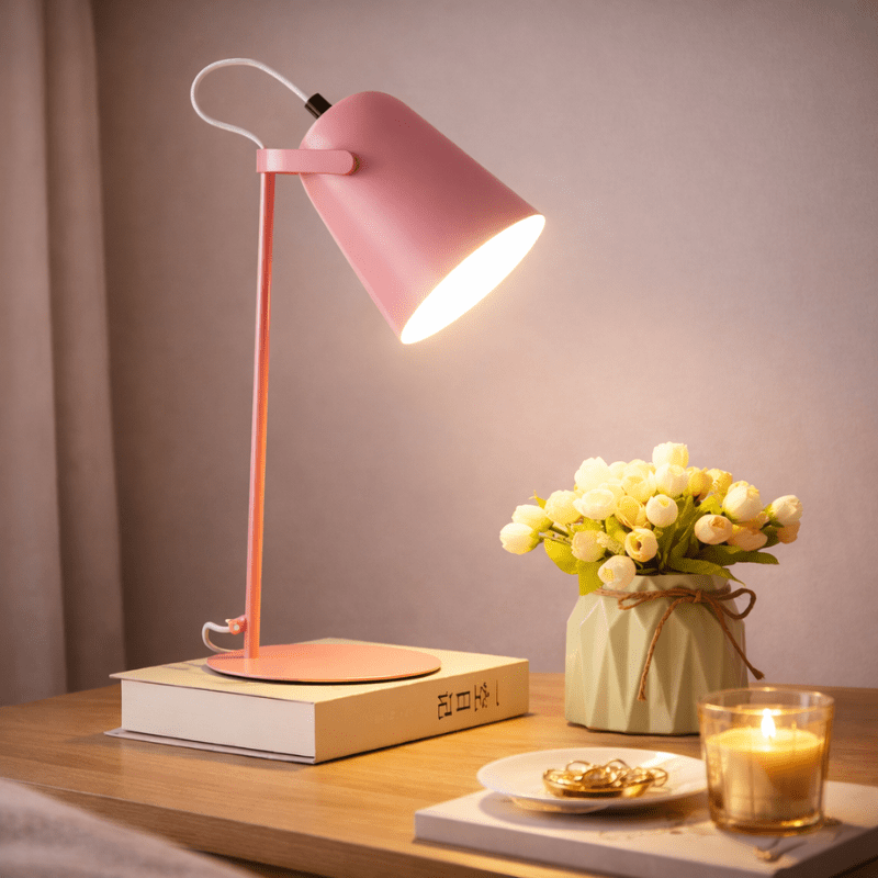 Lampe de table LED pivotante E27 avec abat-jour réglable, éclairage doux, couleurs macaron, pour lire et étudier | Sansoti