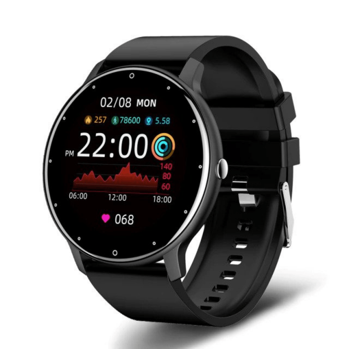 Smartwatch mit Aktivitätstracker Herzfrequenzmesser Bluetooth-Benachrichtigungen Wasserfestem Touchscreen Fitness | Sansoti