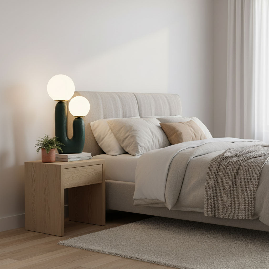 Tafellamp met Harsbehuizing en G9-Fitting – Keramische Oo-Collectielamp in Wit, Roze, Groen of Terra Cotta | Sansoti